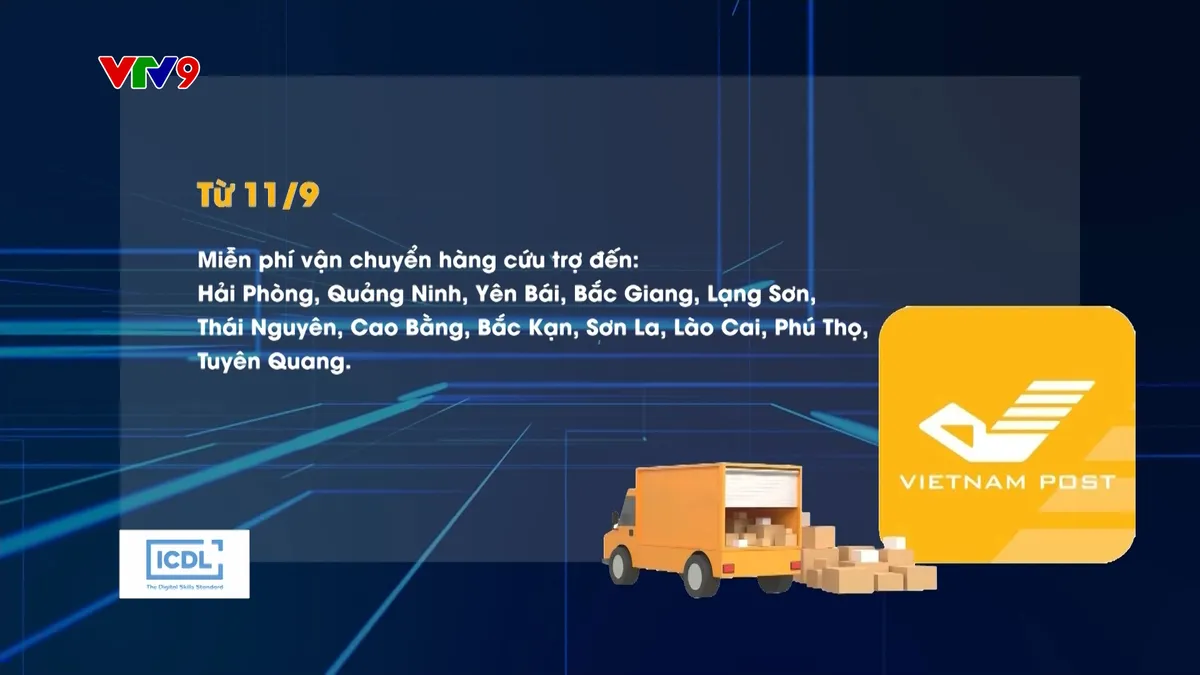 Vận chuyển miễn phí hàng cứu trợ đến 12 tỉnh thành bị bão lũ