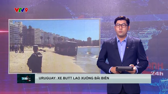 Uruguay: Xe buýt lao xuống bãi biển