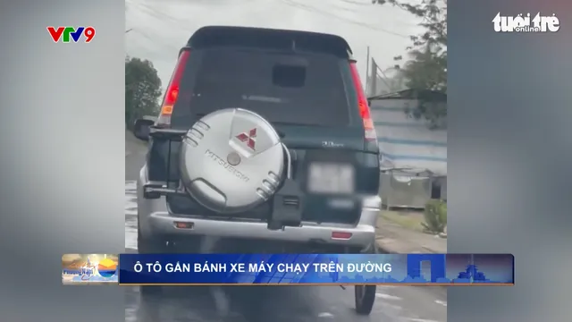 Xôn xao clip ô tô gắn bánh xe máy chạy trên đường Cà Mau