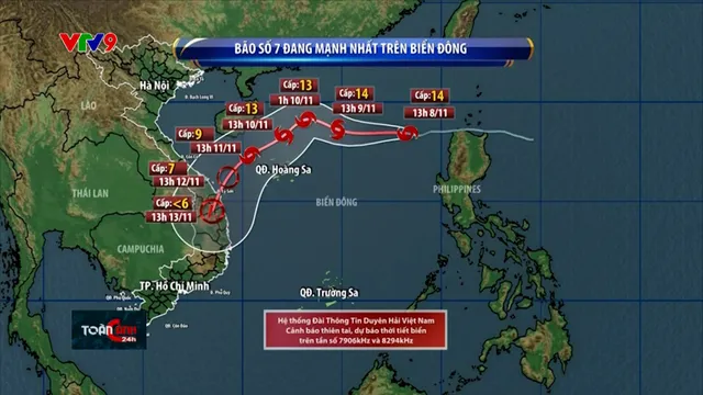 Bão số 7 đang mạnh nhất trên Biển Đông